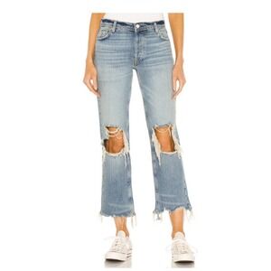 Free People We The Free Maggie Straight Crop Jeans 29 Distressed Button Fly Boho